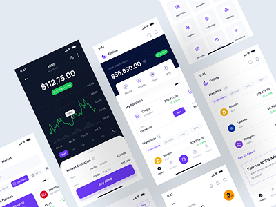 Finline - Investment & Finance App UI Kit bank branding crypto design finance financial fintech invest investment mobile money saving stock ui ui8 uidesign uikit unpixel ux wallet