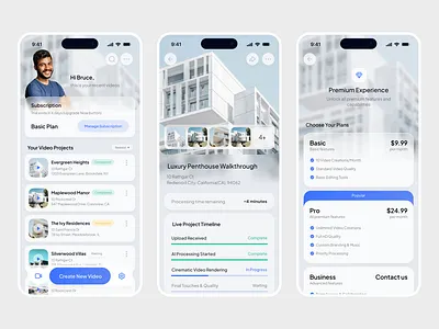 Vistavue | Mobile App Design🎥 ai app branding design editing estate gallery ios media mobile paywall property service social suarasa subscription ui video viral