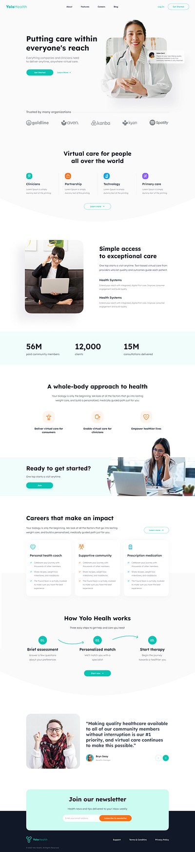 Design a powerful Modern landing page for a blooming Healthcare healthcare landingpage ui