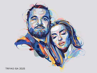Couple portrait illustration abstract art artstyle blue bubble colorful couple curve design illustration love portrait portrait illustration