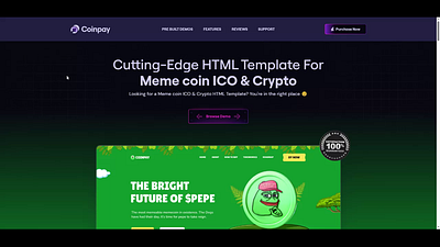 Coinpay - Meme Coin ICO & Crypto Template. agency animated template bootstrap business creative crypto ico marketing memecoin pepecoin product design responsive website web design webrock