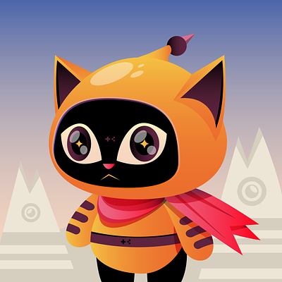 Nyan Kogi cat character design digital editorial icon illustration mascot minimal nft pfp vector yellow