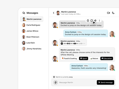 software chat component design app application attach chat chat interface chat ui component conversation design design system enterprise inbox interface message messaging messenger product productivity ui ux