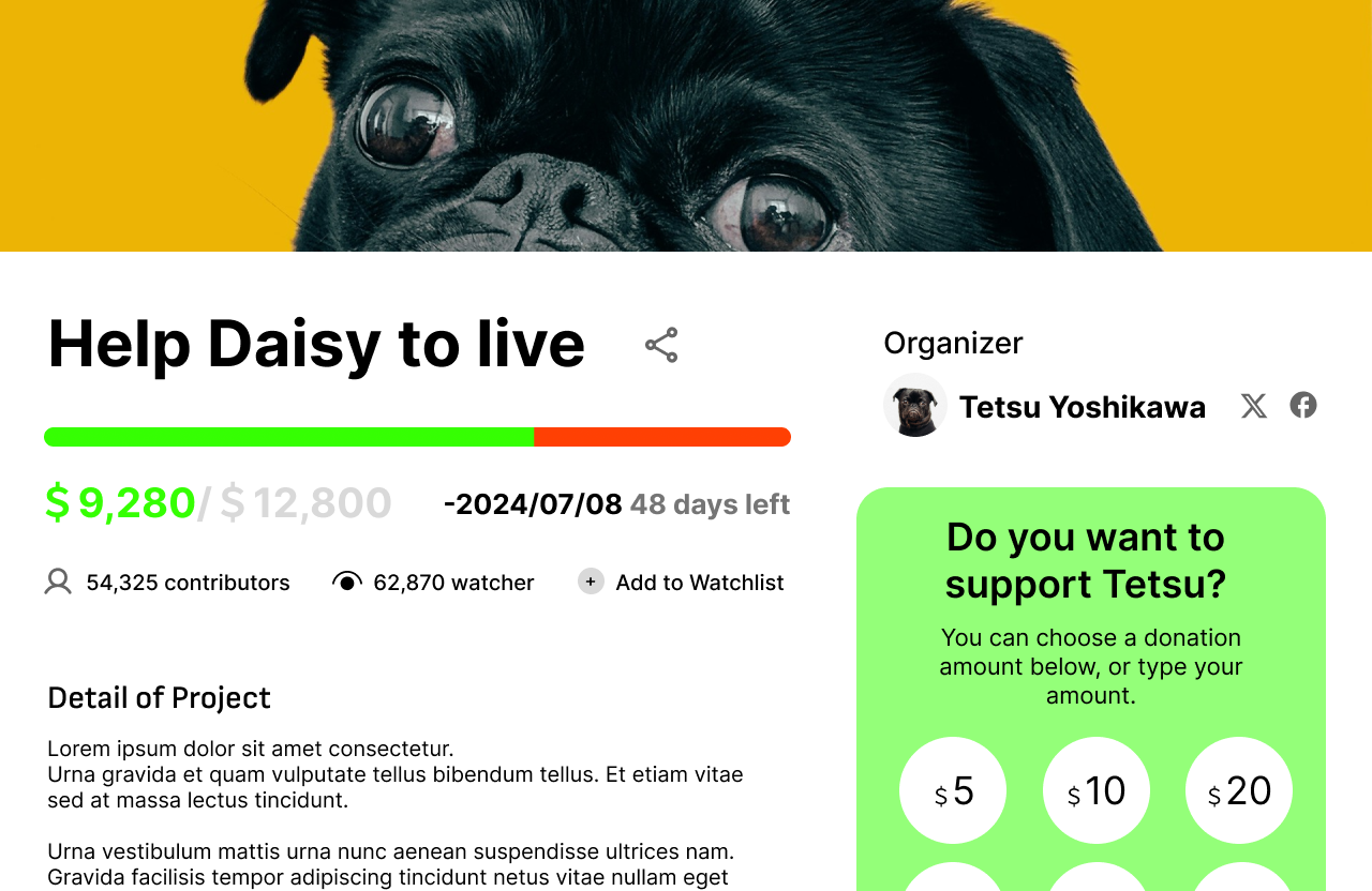 Empathy-Driven Crowdfunding Interface dailyui design typography ui ux