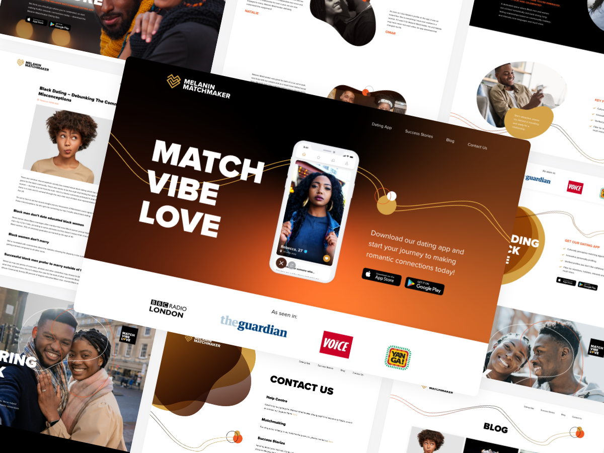Melanin Matchmaker - Website Redesign african african caribbean black dating app clean design dating app dating website landing page landing page design matchmaking matchmaking website melanin melanin matchmaker modern design modern website web design website website design