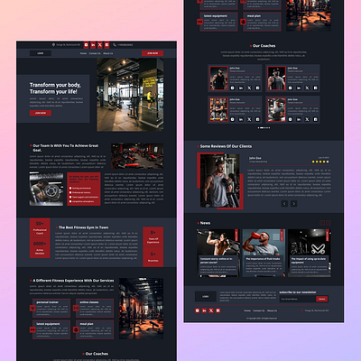 Fitness club landing page ui ui design user experience user interface web design