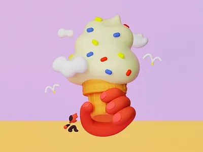 3D Ice Cream- Summery Design 3d 3d abstract 3d art 3d design 3d illustration 3d rendering 3d visual cheerful colorful design creativity design ice cream ice cream 3d ice cream holder playful positive vibes summer vibes summery surreal vibrant