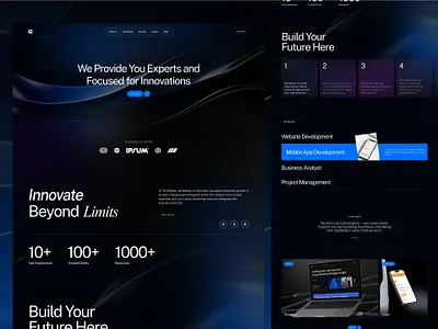TechBytes - IT Services Company Website bold design company company profile corporate dark dark design dark mode it it consulting it services modern modern design services sleek design startup tech company ui design web webdesign website