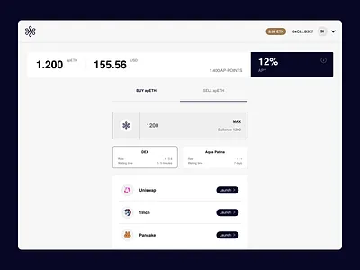Sell apETH blockchain crypto cryptocurrency defi screen design swap ui design web3