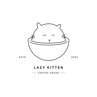 Lazy Kitten Coffee House | Logo Design graphic design illustration logo