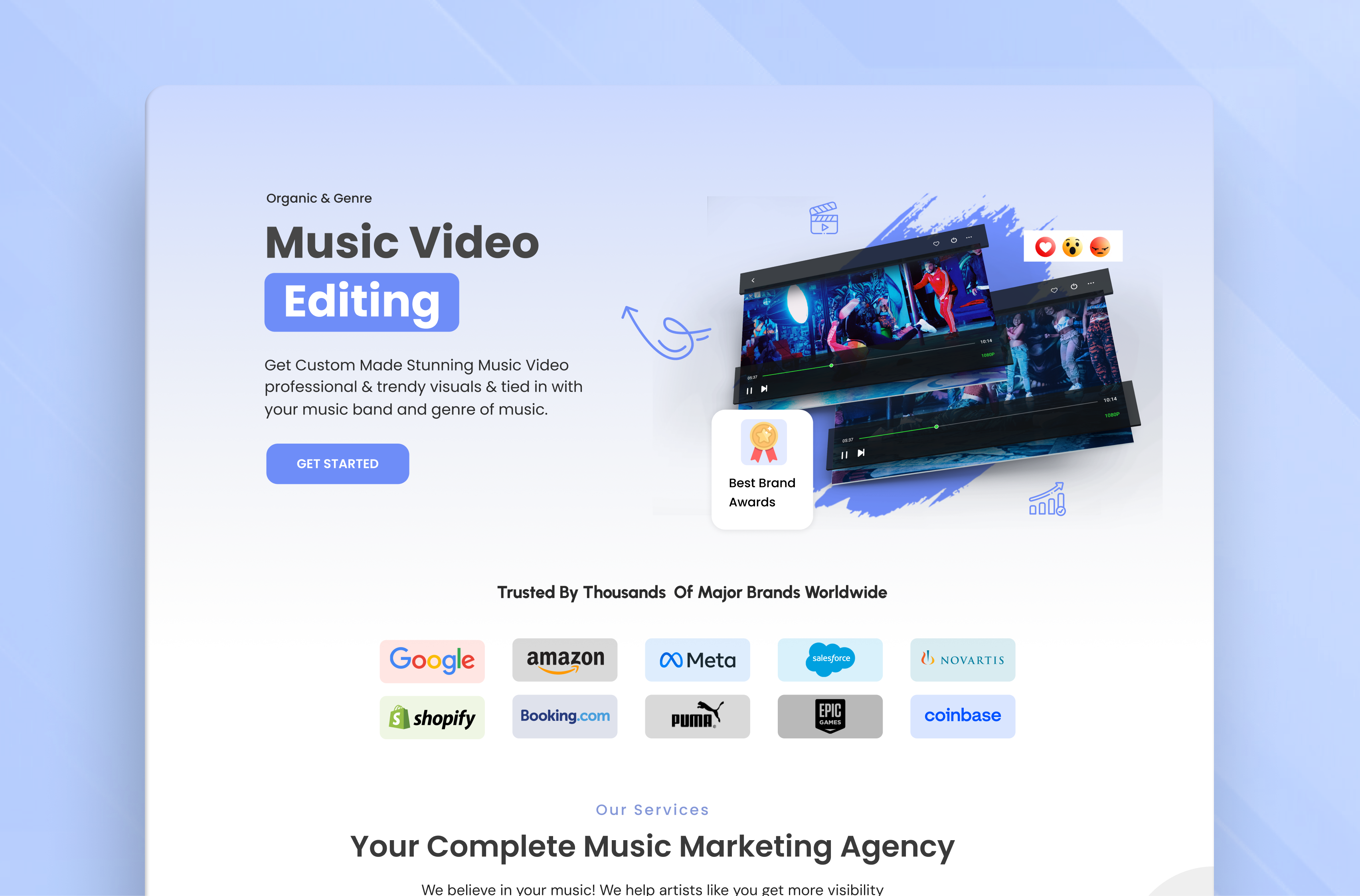 Modern Sleek Landing Page Concept for Video Production Agency filmmaking website landing page minimal website production agency ui sleek website ui design video agency website video production video production agency