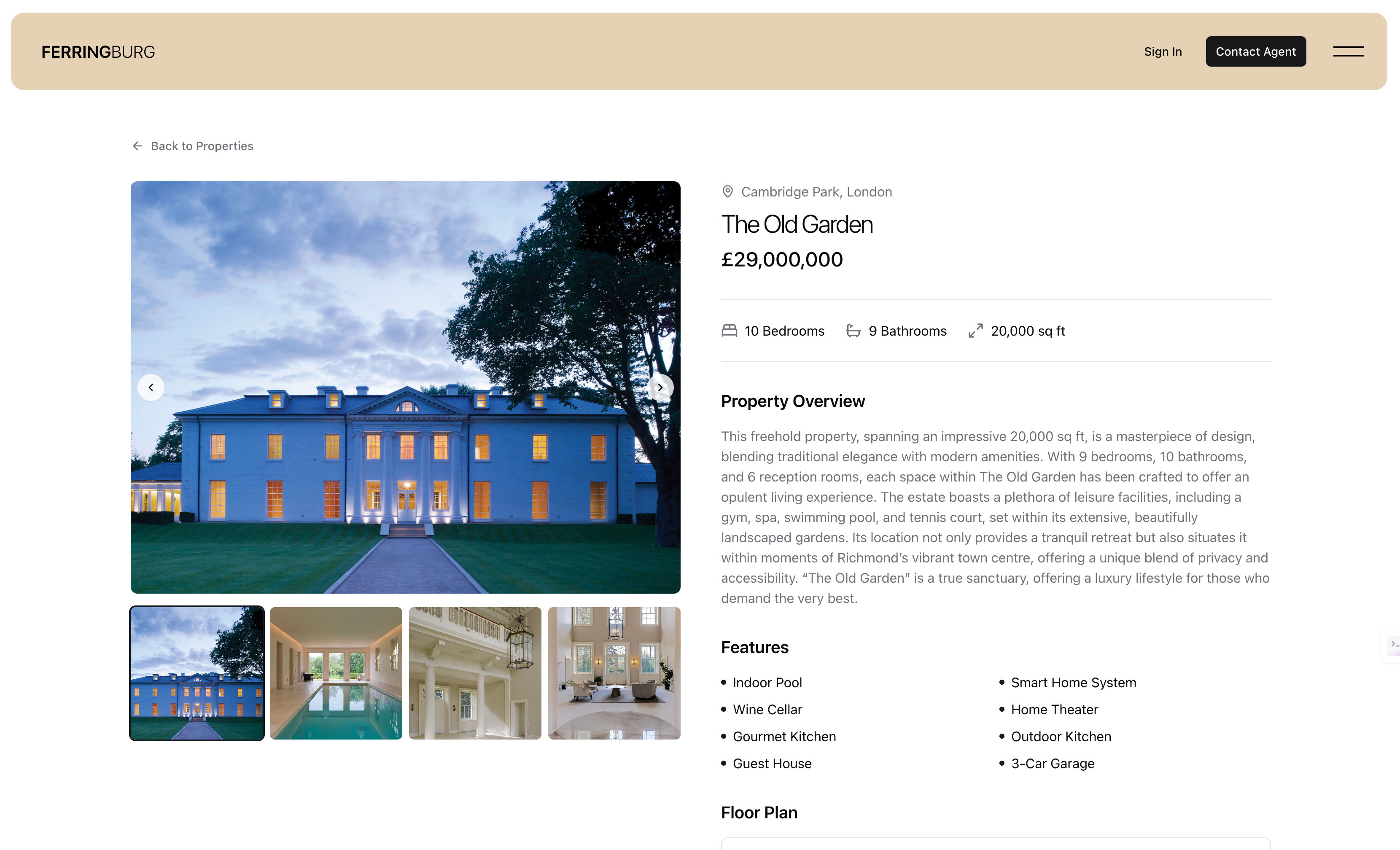 FerringBurg - Luxury Real Estate booking design luxury property real estate uxui web development website