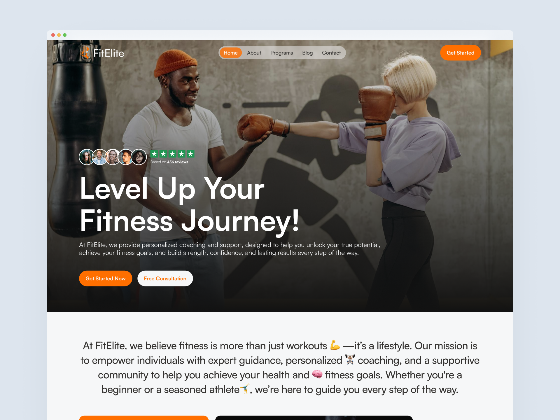FitElite – Personal Fitness Coach Website codervive fitness coach website fitness personal coach website fitness website gym fitness website health wellness ui personal trainer website ui ux design website design