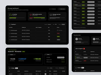 Decentralized storage dashboard blockchain clean compute concept crypto app dark theme dashboard filecoin files jobs marketplace storage ui ux web3