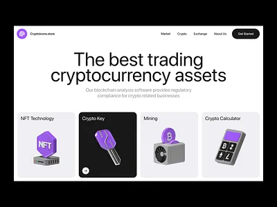 Cryptoicons Website 3d assets 3d icons 3d illustration bitcoin blockchain crypto design graphicdesign nft ui web webdesign