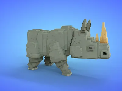 Voxel African Animals - Rhino - Game Asset 3d 3d model african animal animals animated cartoon fantasy game asset godot isometric lowpoly rhino savanah unity3d unreal engine voxedit voxel voxel art voxels