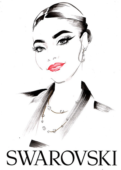 Swarovski Crystal Style Event X Katharine Asher fashion illustration jewellery live drawing live event drawing