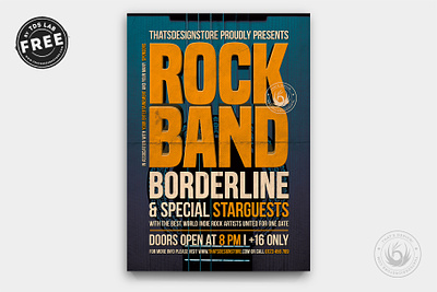 Free Rock Band Flyer Template band club concert design festival flyer free free design free flyer free music flyer free psd freebie indie music party photoshop poster psd rock template