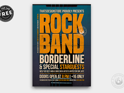 Free Rock Band Flyer Template band club concert design festival flyer free free design free flyer free music flyer free psd freebie indie music party photoshop poster psd rock template