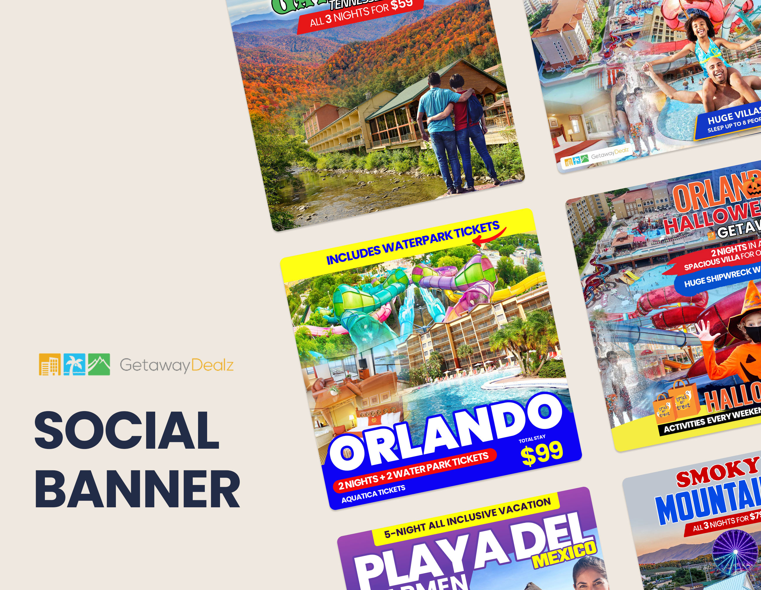 Get a Way Dealz - Vacation Facebook Banners fakebook graphic design travel