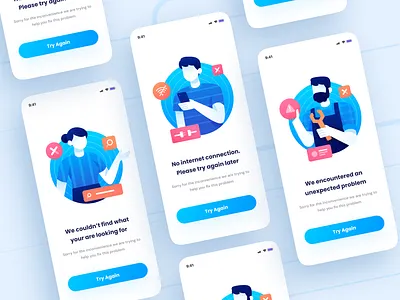 404 Onboarding Illustration 404 app character clean fix flat illustration graphic design illustrations mobile app modern no connection onboarding problem repair ui uiux user interface ux vector illustration