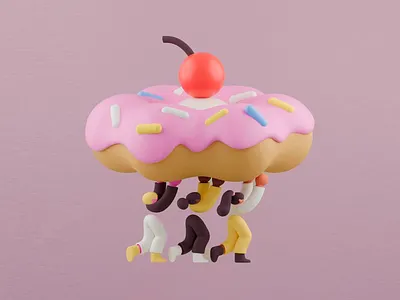 3D Design of Carried Donut 3d 3d art 3d art work 3d design 3d donut 3d model bright design carried donut clean clean 3d colorful colorful donut colorful sprinkles creative donut humans micro humans playful soft soft colors
