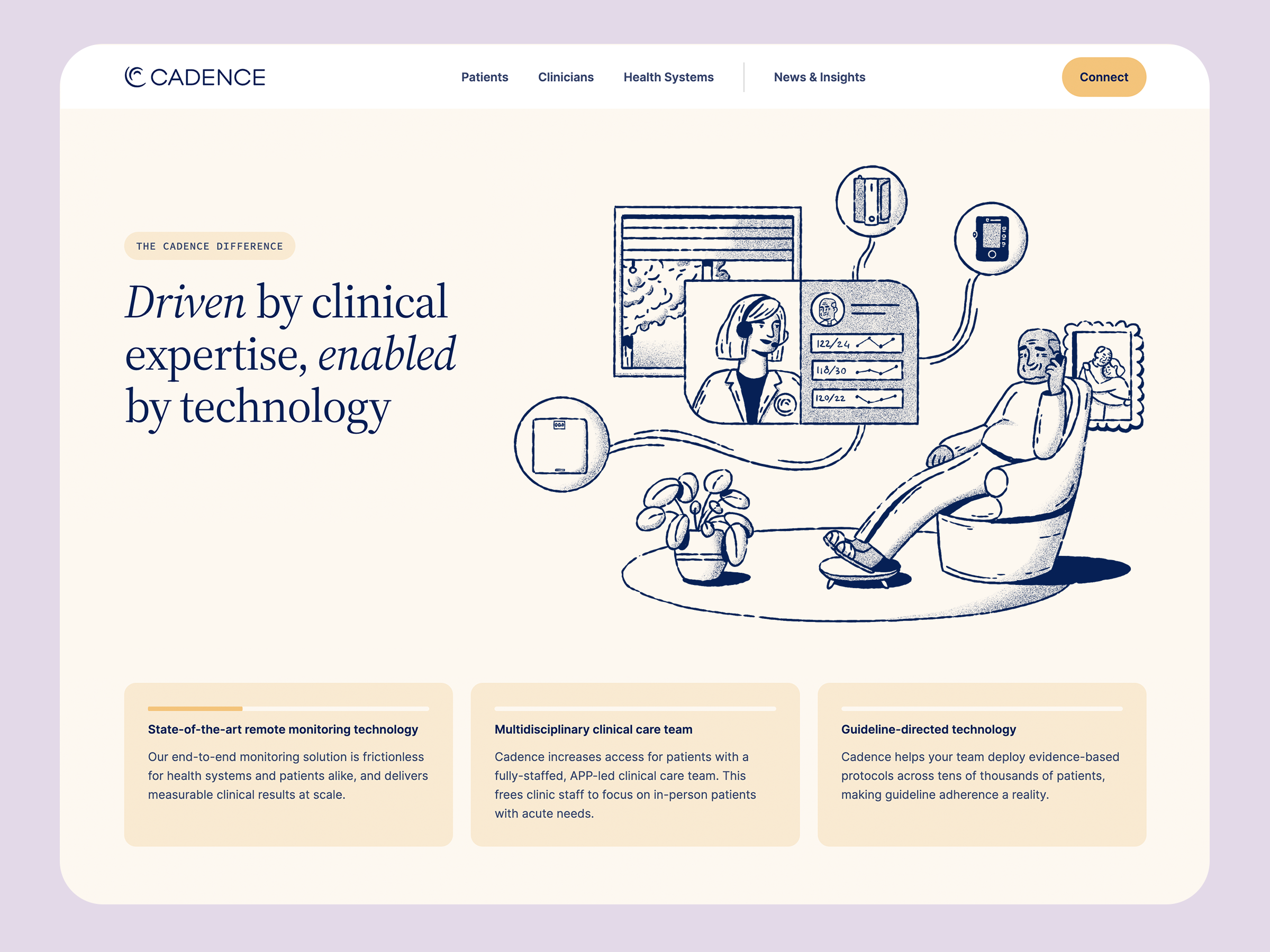 Illustrations and icons for Cadence cadence care health health care hero icons illustration line work procreate remote texture website