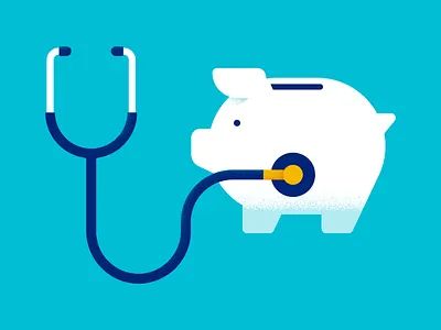 Care Affordability affordability care editorial flat health healthcare illustration illustrator pig piggy bank savings stethoscope uhc united vector