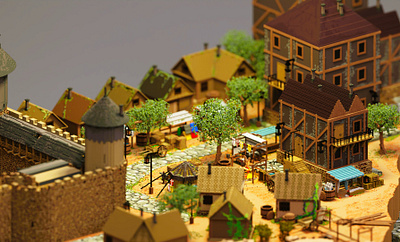 Medieval City - Voxel Art, MagicaVoxel 3d digital game gameart magicavoxel print render voxel voxelart