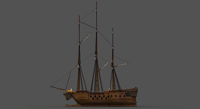 Barque, Ship - Voxel Art, MagicaVoxel 3d design digital digitalart illustration logo magicavoxel render voxel voxelart