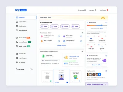 Social Search Dashboard dashboard design desktop gamification light mode onboarding search tool ui ux