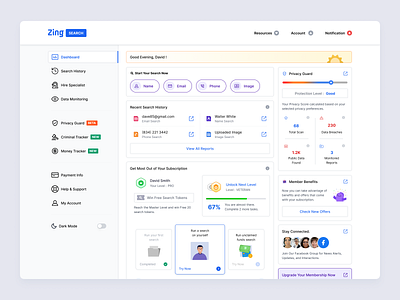 Social Search Dashboard dashboard design desktop gamification light mode onboarding search tool ui ux