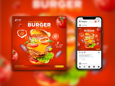 Food Instagram post design, social media promotion, Instagram ads ads post design banner banner ads burger burger template food ads food post design food social media instagram instagram promotion instagram stories post post design print restaurant restaurant template social media social media banner social media kit