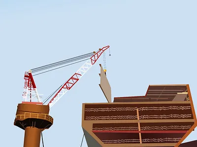 Removing steel plates from a ship using cranes Vector Art alang ship breaking yard art construction art design dribbble graphic design illustration industrial design ship breaking ship breaking design social media design social media promotion vector vector art vector illustration world largest ship breaking yard