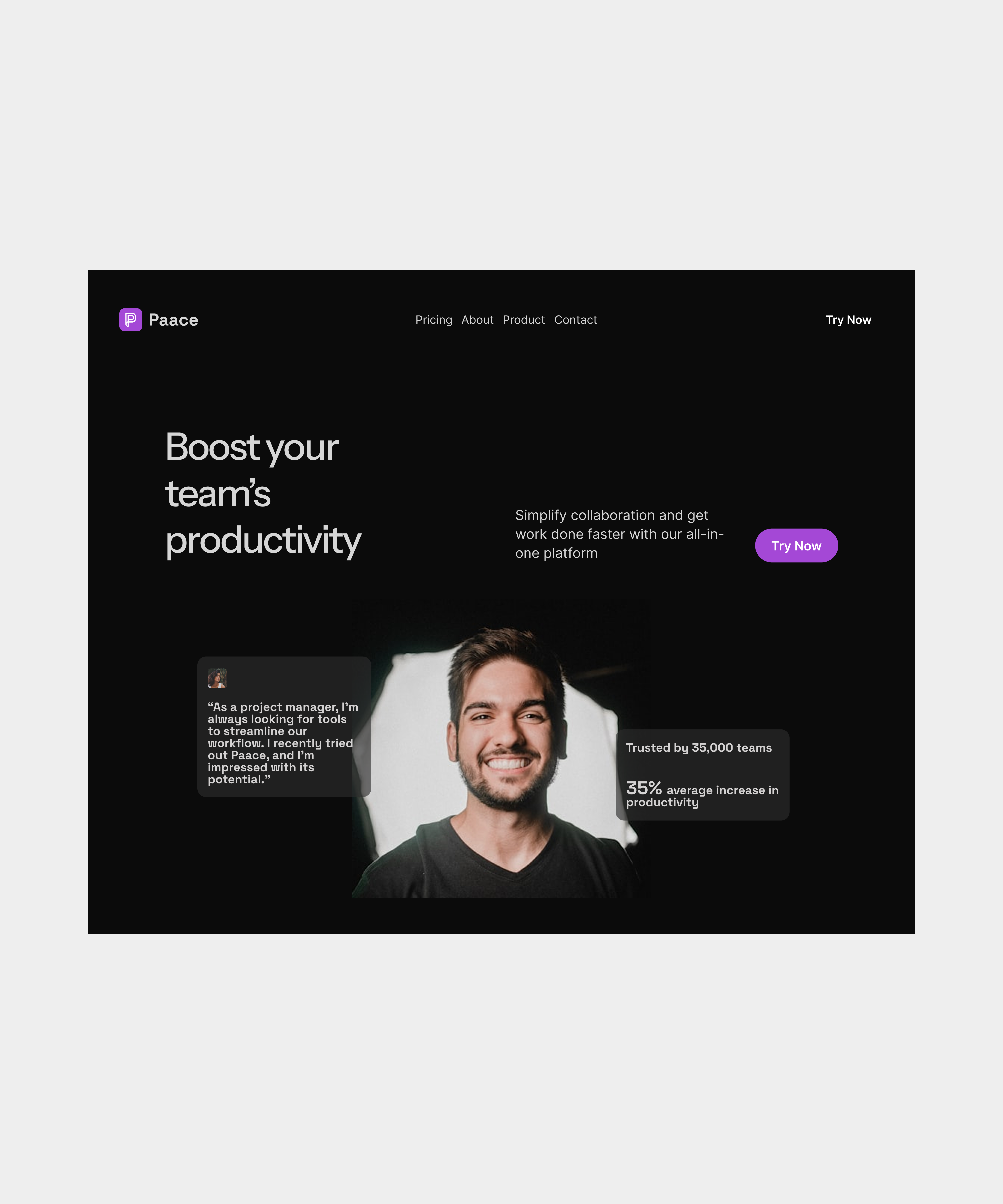 Paace: Unique and people focused landing exploration clean homepage landing page minimal modern saas section ui ux ux ui web app website design