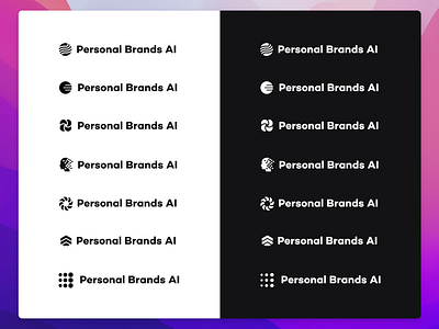 Logo Design Explorations for Personal Brand black and white brand branding clean gradient logo logo design purple ui white