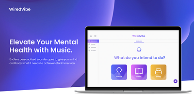WiredVibe - Music to Improve Your Focus app branding design illustration music ui uiux wiredvibe