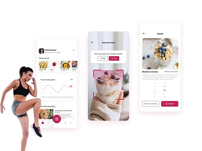 Calorie Counter App calorie camera clean daily design diet food healthy home minimal mobile mobile design pantone pink planner sport ui user interface ux viva magenta