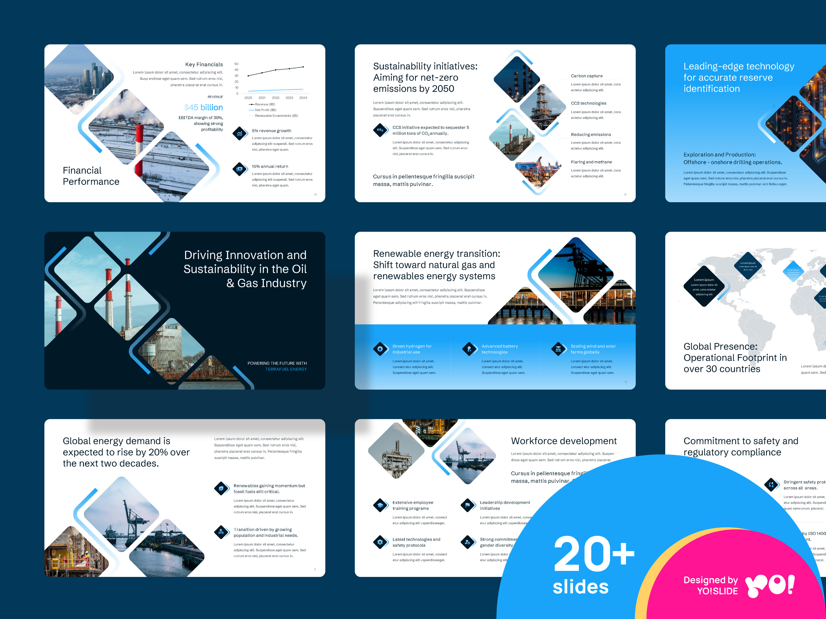 TERRA FUEL Gas & Oil Presentation PowerPoint Template branding design diagram illustration pitch deck powerpoint ppt ppt template presentation ui