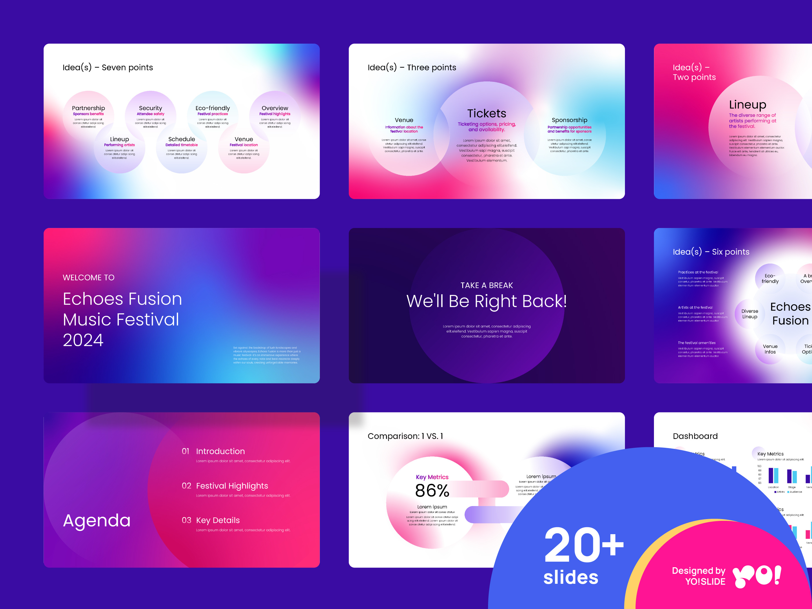 ECHOES FUSION Music Festival Presentation PowerPoint Template branding design diagram illustration pitch deck powerpoint ppt ppt template presentation ui