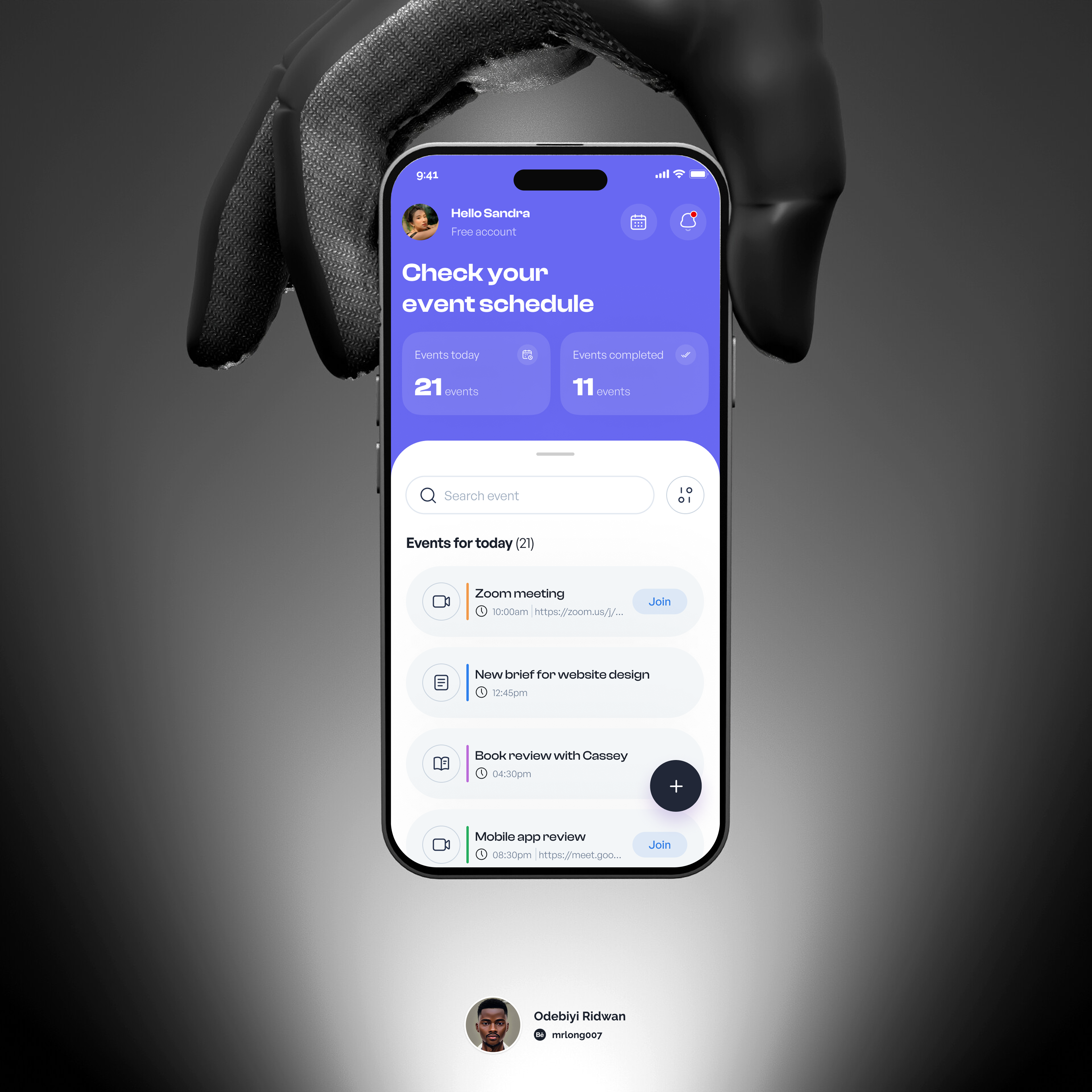 Event scheduler app appui calendar design event homescreen mobile app mobileui ui uiux