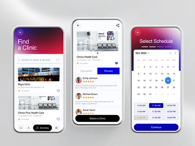 Clinico Health- Mobile App Design aerodesign branding clean ui concept design fintech health logo ui uiux web design