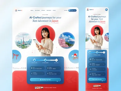 Japan.ai – AI Travel Planner ai aidesign aiux clean gradientui interface landing page minimal planer travel typography ui ui design ux webdesign
