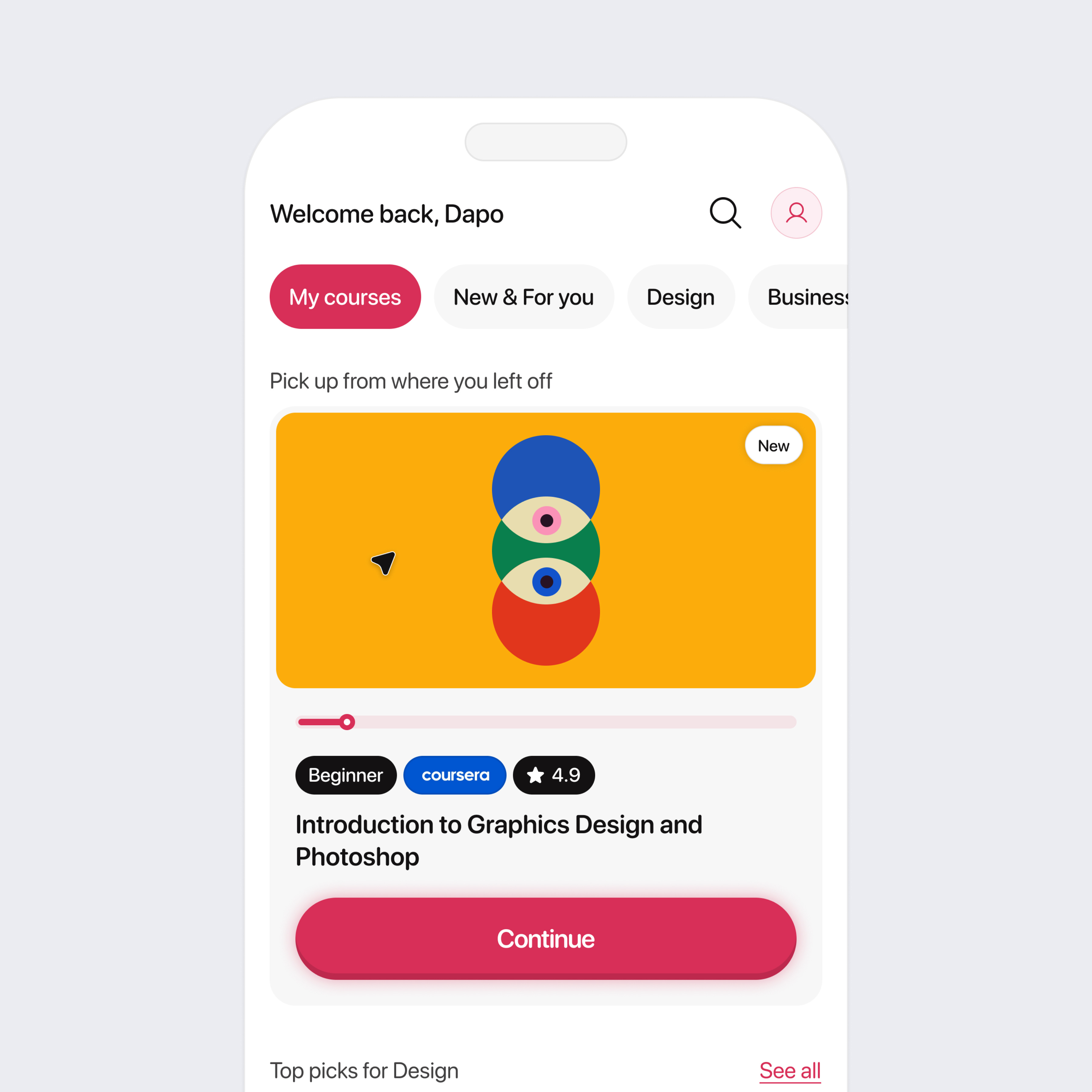 CourseCraft app design coursera ui user user interface ux design