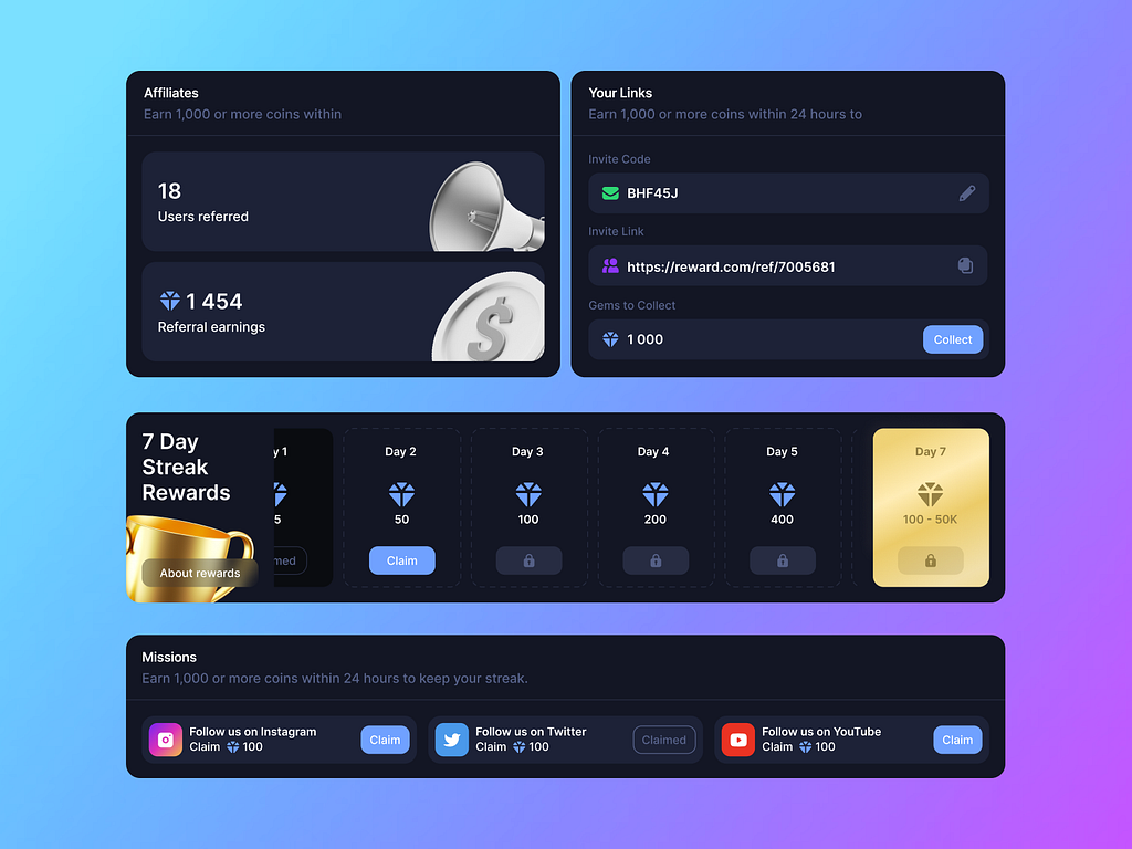Rewards GG - UI Components by Sok Studio on Dribbble