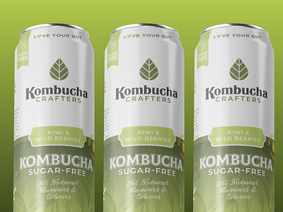 Kiwi & Wilberries Kombucha beverage botthe can design can label fermented fizzy label design natural no alc organic soda can sweet tea vegan