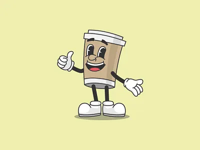 Retro Coffee Cup Mascot Design art branding character coffe cup illustration logo mascot relax retro tshirt vector vintage work