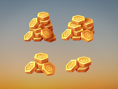 Coins Stack - Game Icons Set 2d 3d art casual coin coin stack coins design earnings game gaming graphic design graphics icon set illustration isometric pack price prize reward