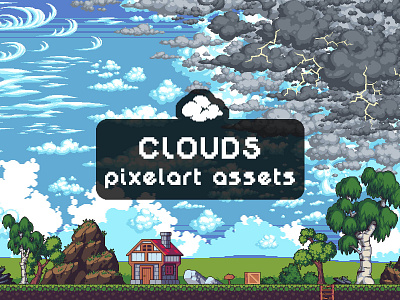 Free Clouds Pixel Art Asset Pack 2d art asset assets cloud clouds game game assets gamedev indie indie game items pack pixel pixelart pixelated set