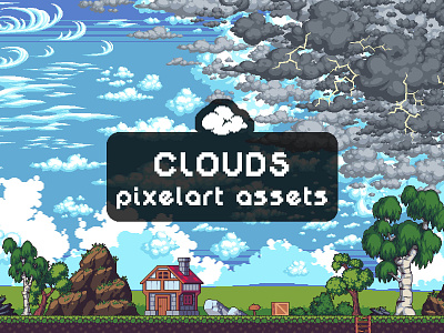 Free Clouds Pixel Art Asset Pack 2d art asset assets cloud clouds game game assets gamedev indie indie game items pack pixel pixelart pixelated set